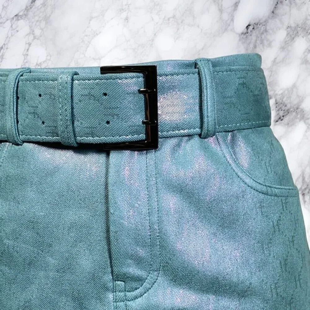 Superdown Kiki Mini Skirt - Metallic Blue